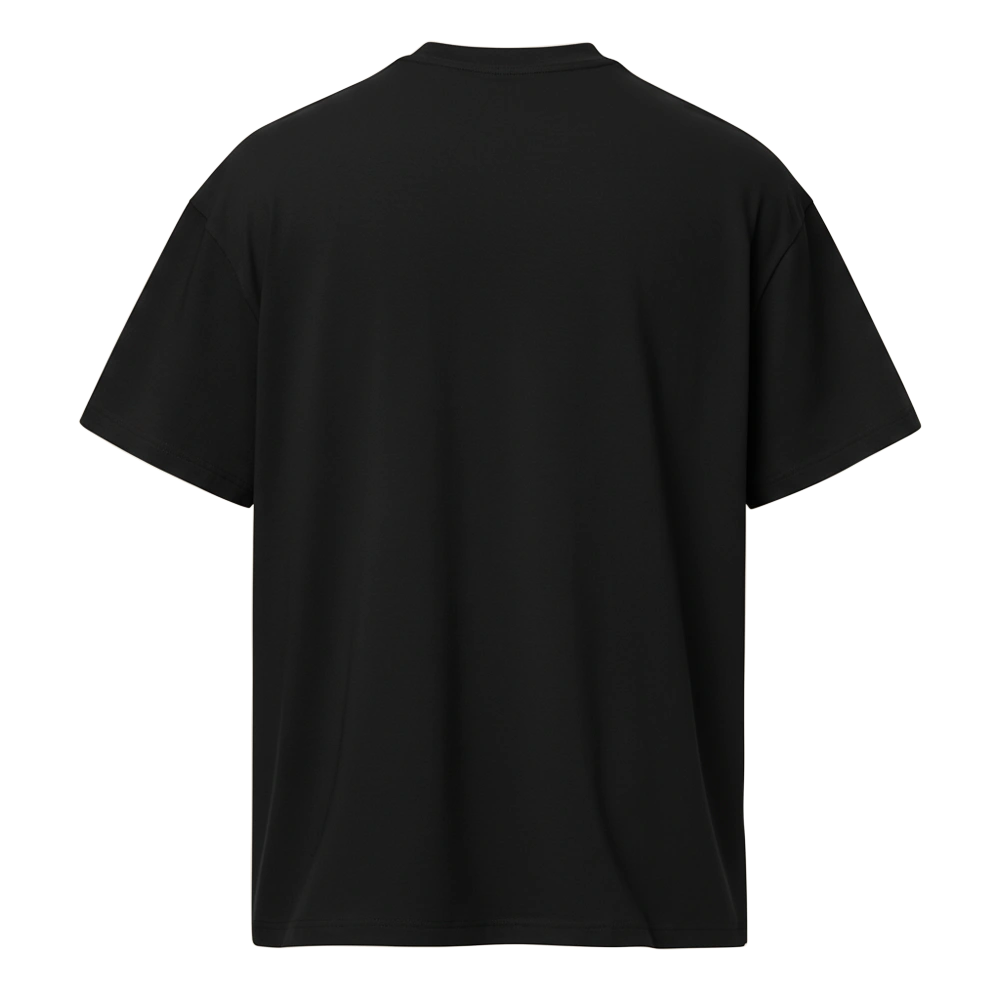 Black t-shirt on a white background