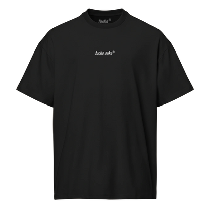 Black t-shirt with a logo on the chest against a white background